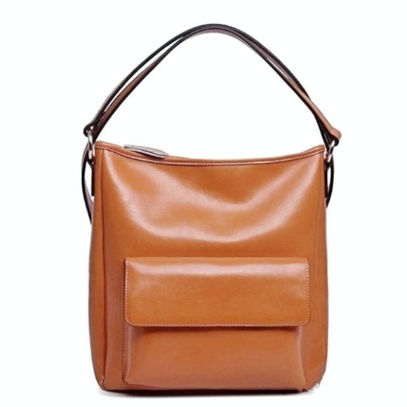 New Yellow Leather Backpack Shoulder 